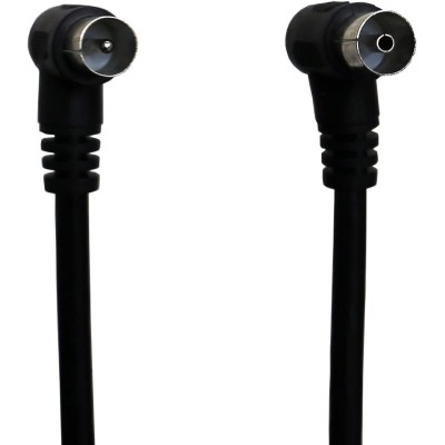 Part King 1.5m Aerial Cable with Angled Male to Female Coaxial Connectors - Black