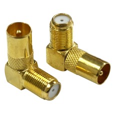 Part King Gold Plated 90 Degree F Socket to Coax Plug Adaptor (Quantity 1)