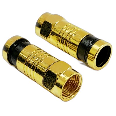 Beetronic Gold Plated F Plug Compression Connector - Quantity 100