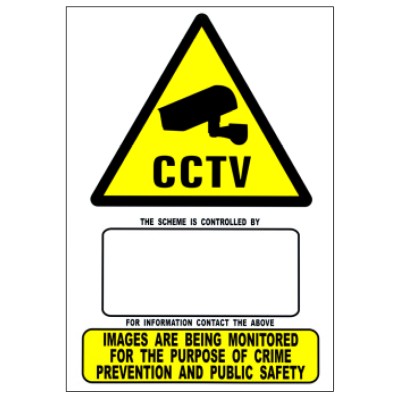 A5 CCTV Warning Sign Window Sticker W154mm x L210mm