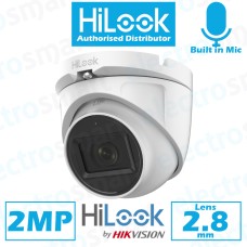 HiLook 2MP HD Turret CCTV Security Camera with Built in Microphone 2.8mm Lens White THC-T120-MS(2.8mm)