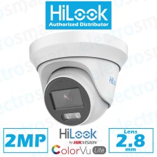 HiLook 2MP ColorVu Turret CCTV Security Camera 2.8mm Lens White THC-T229-M