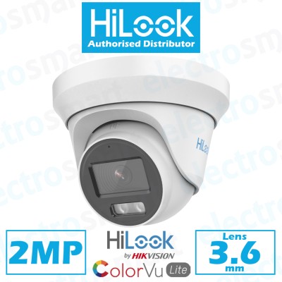 HiLook 2MP ColorVu Turret CCTV Security Camera 3.6mm Lens White THC-T229-M