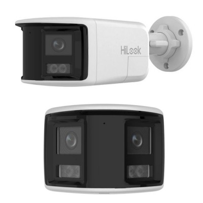 HiLook 6MP Dual Lens Stitched Wide Angle Smart Hybrid Light Fixed Bullet Network Camera 2.8mm Lens White IPC-B460HAD-LUF/SL(2.8mm)