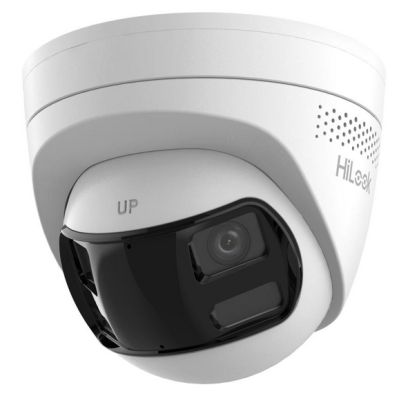 HiLook 8MP 4K 180 Degree Stitched Wide Angle Smart Hybrid Light ColorVu Turret Network IP PoE CCTV Security Camera Built in Microphone 2.8mm Lens White IPC-T280HAD-LUF/SL