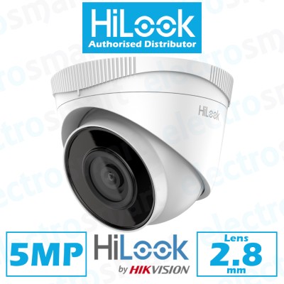 HiLook 5MP Turret Network IP PoE CCTV Security Camera 2.8mm Lens White IPC-T250H