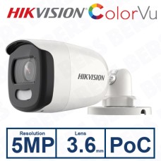 Hikvision DS-2CE10HFT-E(3.6mm) 5MP ColorVu PoC Fixed Mini Bullet Camera 3.6mm Lens White