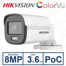 Hikvision DS-2CE10UF3T-E(3.6mm) 8MP 4K ColorVu PoC Fixed Mini Bullet Camera 3.6mm Lens White