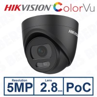 Hikvision DS-2CE72HFT-E(2.8mm) 5MP ColorVu PoC Fixed Turret Camera 2.8mm Lens Black