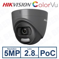 Hikvision DS-2CE72HFT-E(2.8mm) 5MP ColorVu PoC Fixed Turret Camera 2.8mm Lens Grey