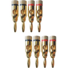 AudioPro Gold Plated 4mm Banana Plugs Pack of 8 4x Red & 4x Black ~ for Speaker/Amplifier Cable