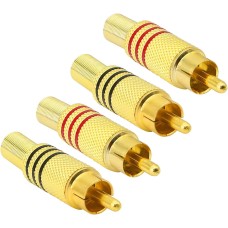 electrosmart Pack of 4 Gold Plated RCA/Phono Male Plug Connectors with Cable Protector 
