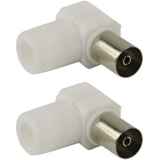 ASCL 2 x 90 Degree Angled Female Coax Socket Connectors for TV Aerial Coaxial Cable