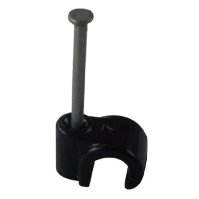 100 x Black 6mm Round Cable Clips - RG59 / CAT5e etc
