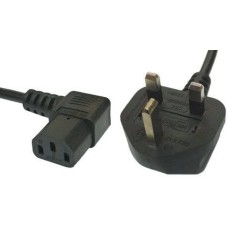 electrosmart 3m Black Mains Power Cable with 90 Degree Right Angled Kettle Type IEC Socket