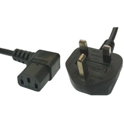 electrosmart 10m Black Mains Power Cable with 90 Degree Right Angled Kettle Type IEC Socket