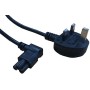 electrosmart 3m Black C5 Clover Cloverleaf 90 Degree Angled Mains Cable Lead to UK Plug