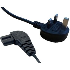 electrosmart Black 3m Mains Power Cable/Lead 3 Pin Moulded UK Plug to Right Angled IEC C7 Figure 8