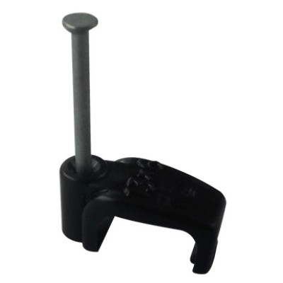 100 x Black 10mm x 5mm Flat Cable Clips - RG59 + Power Shotgun Coaxial Cable etc