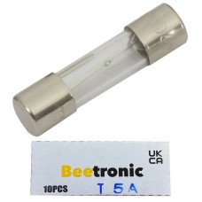 Beetronic 10 x T5A Glass Fuses 5 Amp Slow Blow Time Delay