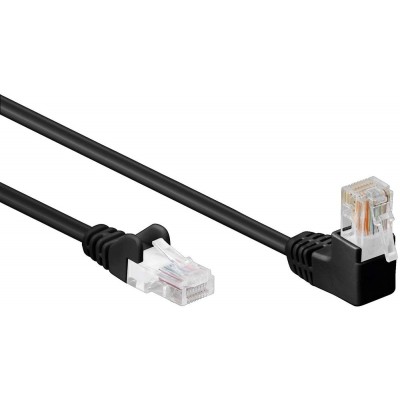 Beetronic 5m Straight to Angled Cat5e Ethernet Network Patch Cable Cable - Black