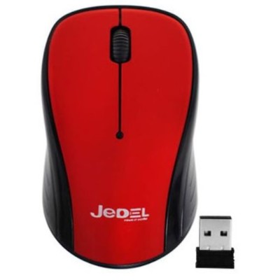 Jedel Wireless Optical Mouse with Nano USB Dongle - Red & Black