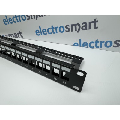 Part King 24 Port 1U Blank Unloaded Keystone Patch Panel for 19" Network Data Cabinet