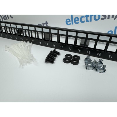 Part King 24 Port 1U Blank Unloaded Keystone Patch Panel for 19" Network Data Cabinet