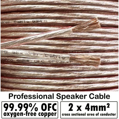 AudioPro 4mm2 Professional OFC Speaker Cable Copper Conductor HiFi Audio 12 AWG