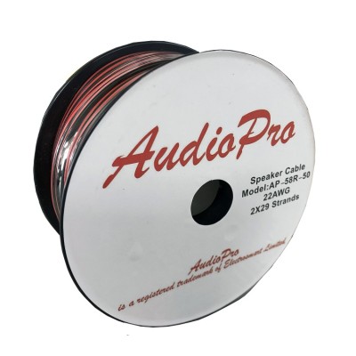 50m Reel of AudioPro 22 AWG Red Black Speaker Cable 2 x 29 Strands HiFi Surround AP-58R-50