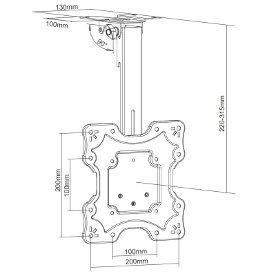 Part King Fold Up Down Away TV Ceiling Mount Bracket 27" 32" 33" 37" 39" 40" 41" 42" 43" LED TV VESA 75x75 100x100 Folding Sloping Ceiling Flip Bracket