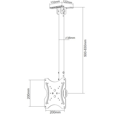 Part King TV Ceiling Pole Mount Bracket 24" 32" 40" 42" 43" LED TV VESA 100x100 200x100 200x200