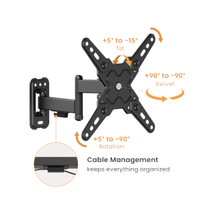 Part King Full Motion TV Wall Mount Bracket Tilt Swivel Arm 13" - 43" LED LCD