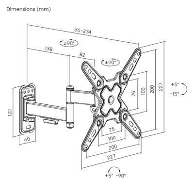 Part King Full Motion TV Wall Mount Bracket Tilt Swivel Arm 13" - 43" LED LCD