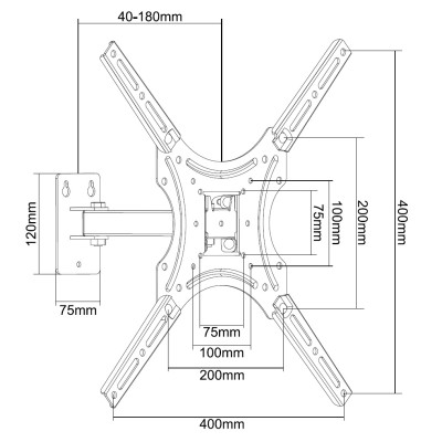 Part King Universal Tilt & Swivel Arm TV Wall Mount Bracket 32" 42" 43" 49" 50" 55" LED LCD Moving Left Right 200x200 300x300 400x200 400x400 VESA