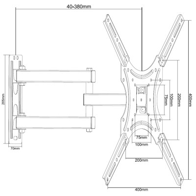 Part King Full Motion Double Arm TV Wall Mount Bracket 32" 42" 43" 49" 50" 55" LED LCD 200x200 300x300 400x200 400x400 VESA